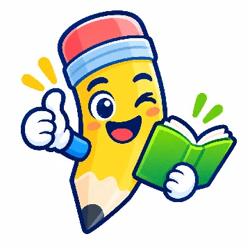 La mascotte Podemus, un crayon souriant qui tient un livre